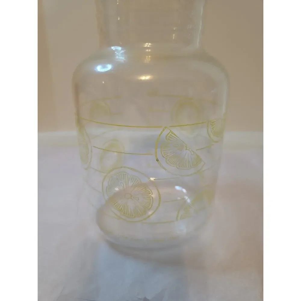 Vintage Pyrex 7520 Glass Juice Tea Lemonade Carafe Pitcher Lemon Slices 2 Qt USA